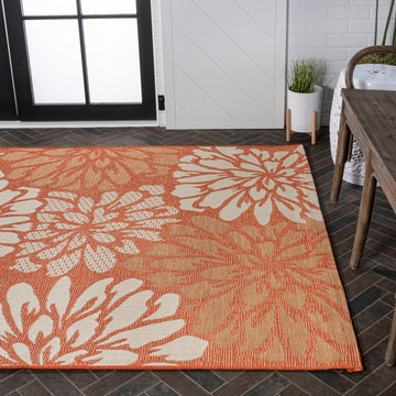 Zinnia Modern Floral Textured Weave Indoor/outdoor Area Rug